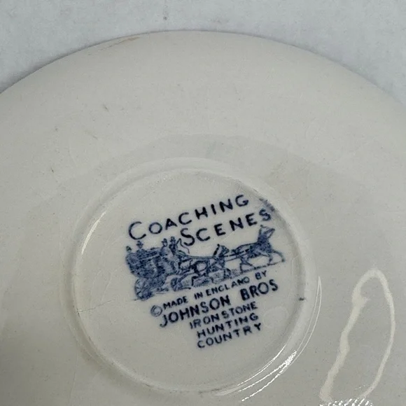 Johnson Brothers Coffee Cups and Saucers COACHING SCENES Regency Blue and White - Picture 9 of 11
